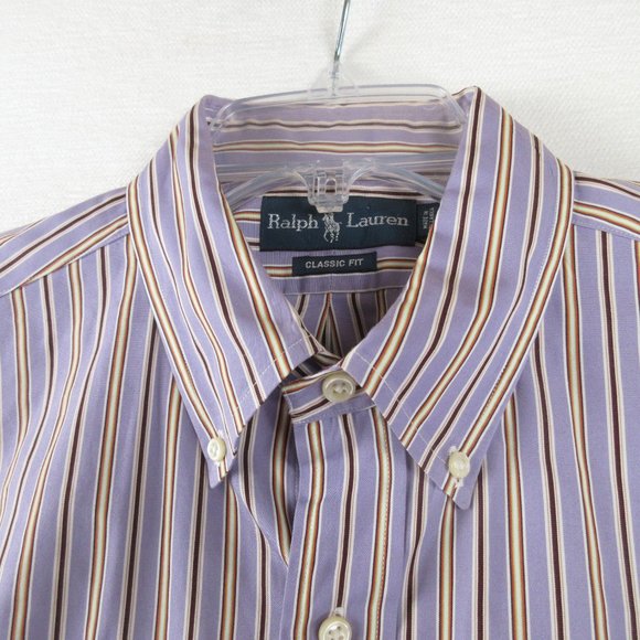 Ralph Lauren Classic Striped Casual Button Down Shirt Size 17 Long Sleeve - Picture 3 of 12